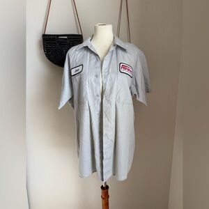 CINTAS ComfortFlex Grey Short Sleeve Button Down Work Shirt, Size L-SS